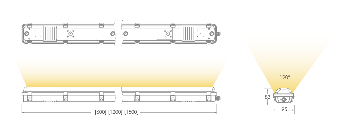Led Waterproof Batten light Dimensions
