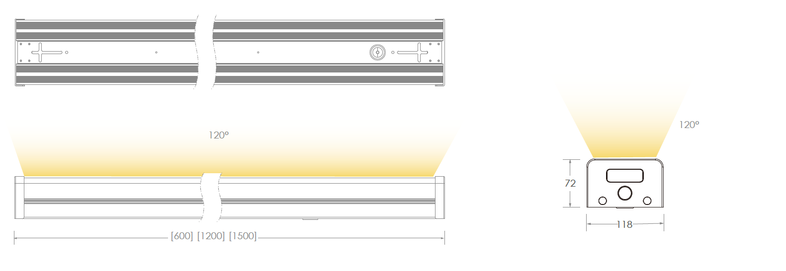 Dimensi Lekapan Led Linear