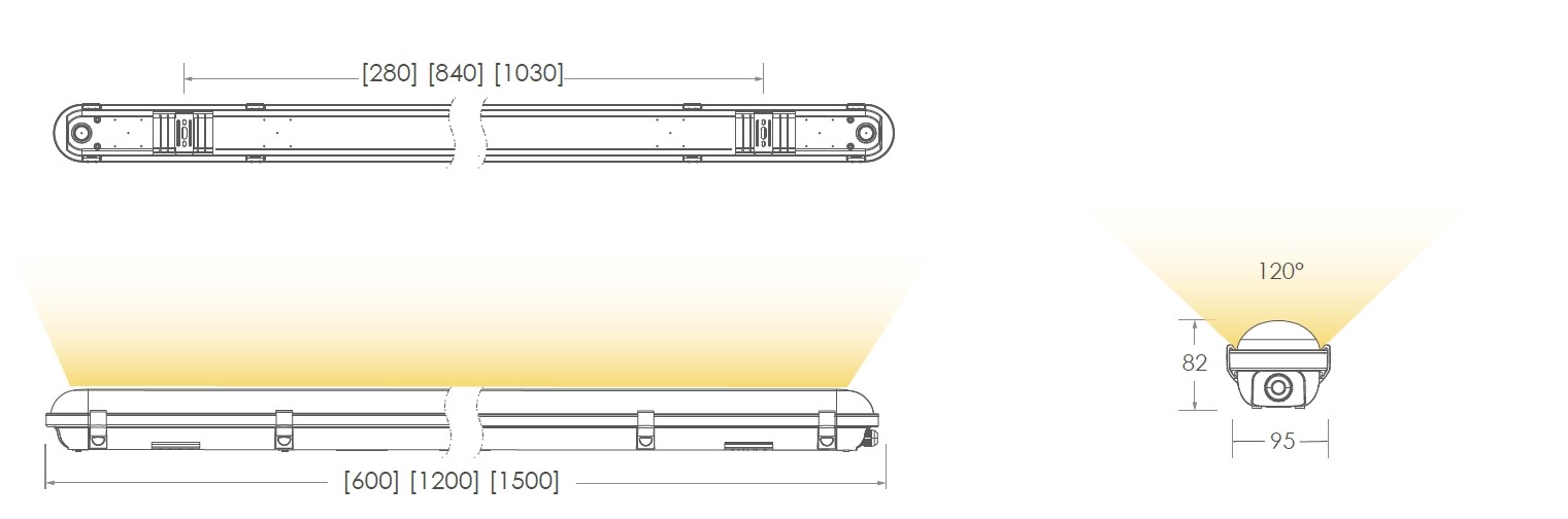 Waterproof Lighting Fixtures Dimensions