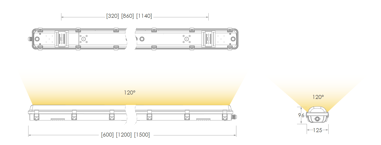 Waterproof Tube Light Dimensions