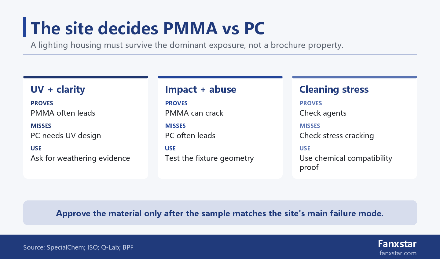 PMMA and PC solve different LED housing failure modes