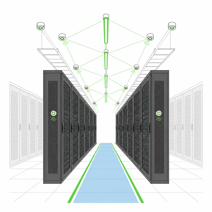 RF Mesh Follow Lighting for Data Center Aisles