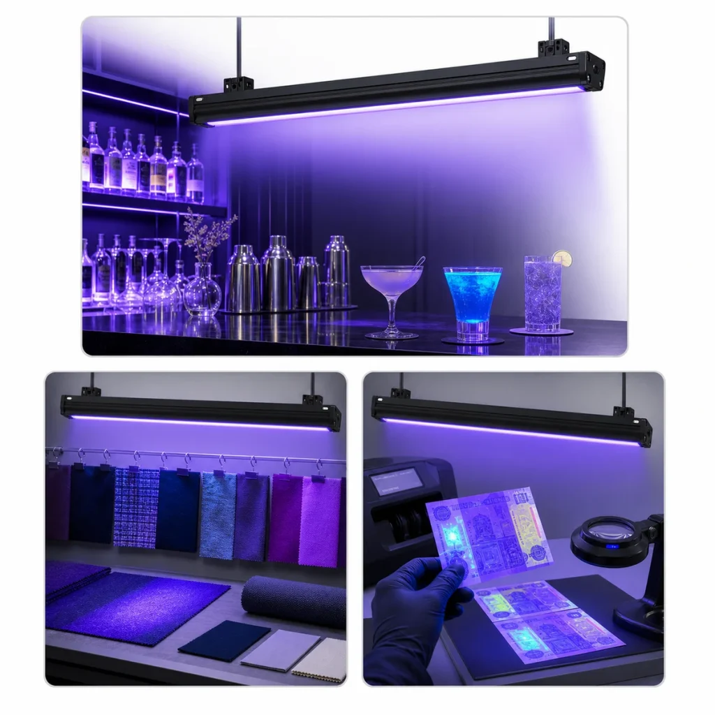 M4B UV blacklight applications for bars textile inspection and banknote authentication